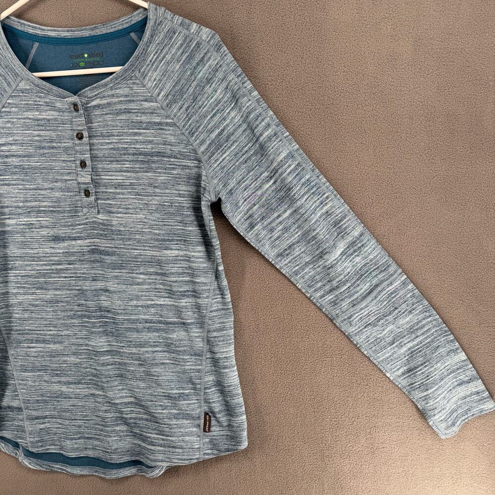 Exofficio Inset Shield Long Sleeve Base Layer Shirt Womens M Blue Outdoor Hiking - Picture 4 of 15